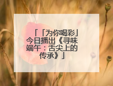 「为你喝彩」今日播出《寻味端午：舌尖上的传承》