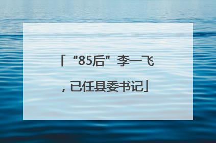 “85后”李一飞，已任县委书记