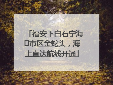 福安下白石宁海⇆市区金蛇头，海上直达航线开通