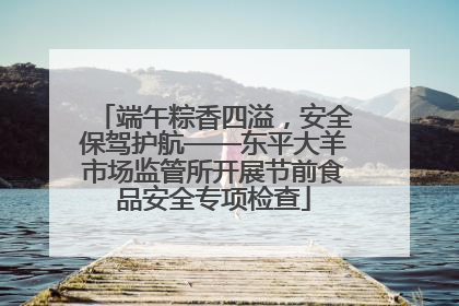 端午粽香四溢，安全保驾护航——东平大羊市场监管所开展节前食品安全专项检查