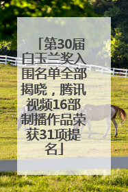 第30届白玉兰奖入围名单全部揭晓，腾讯视频16部制播作品荣获31项提名