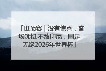 世预赛｜没有惊喜，客场0比1不敌印尼，国足无缘2026年世界杯