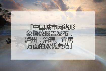 中国城市网络形象指数报告发布，泸州：治理、宜居方面的双优典范