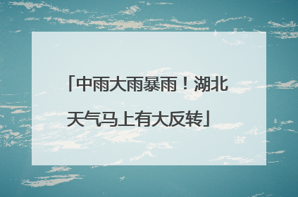 中雨大雨暴雨！湖北天气马上有大反转