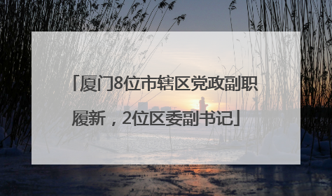 厦门8位市辖区党政副职履新，2位区委副书记