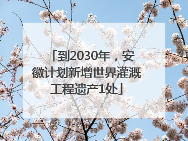 到2030年，安徽计划新增世界灌溉工程遗产1处