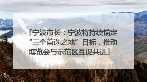 宁波市长：宁波将持续锚定“三个首选之地”目标，推动博览会与示范区互促共进