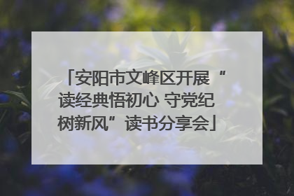 安阳市文峰区开展“读经典悟初心 守党纪树新风”读书分享会