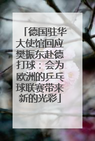 德国驻华大使馆回应樊振东赴德打球：会为欧洲的乒乓球联赛带来新的光彩