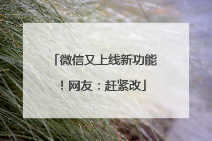 微信又上线新功能！网友：赶紧改
