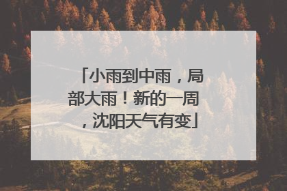 小雨到中雨，局部大雨！新的一周，沈阳天气有变