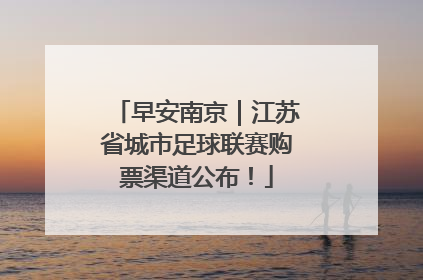早安南京｜江苏省城市足球联赛购票渠道公布！