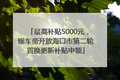 最高补贴5000元，懂车帝开放海口市第二轮置换更新补贴申领