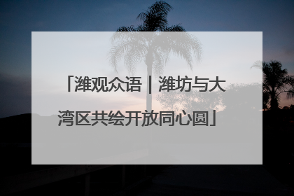 潍观众语｜潍坊与大湾区共绘开放同心圆