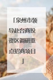 泉州市领导赴台商投资区调研重点招商项目