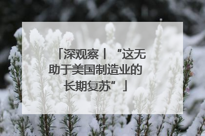 深观察丨“这无助于美国制造业的长期复苏”