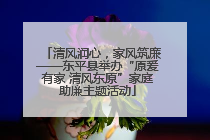 清风润心，家风筑廉——东平县举办“原爱有家 清风东原”家庭助廉主题活动