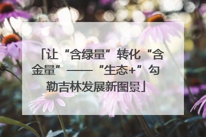 让“含绿量”转化“含金量”——“生态+”勾勒吉林发展新图景