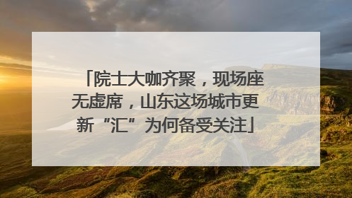 院士大咖齐聚，现场座无虚席，山东这场城市更新“汇”为何备受关注