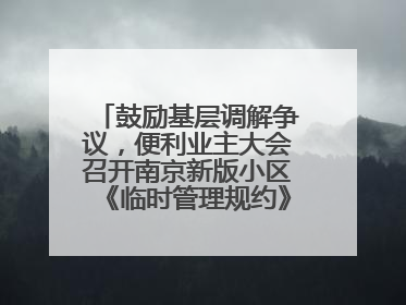 鼓励基层调解争议，便利业主大会召开南京新版小区《临时管理规约》征求意见