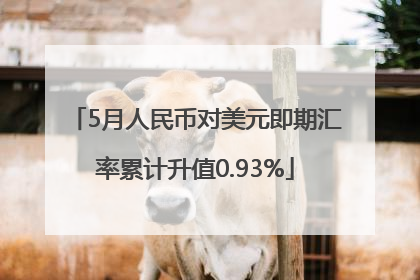 5月人民币对美元即期汇率累计升值0.93%